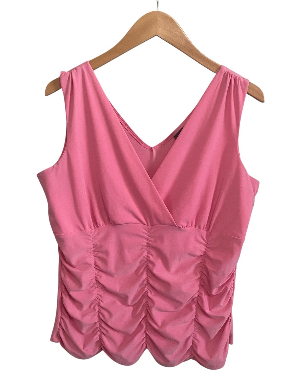 Studio Y Y2k 90s Pink V Neck Textured Bodice Sleeveless Hot Pink Top Size XL